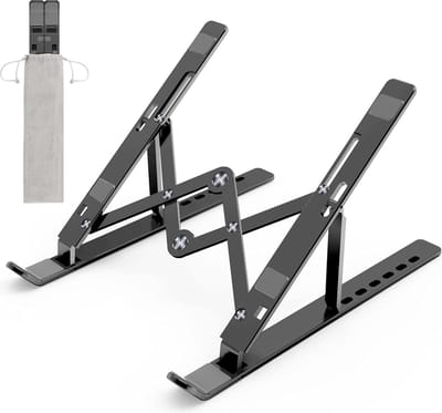 StayPowered Laptopstandaard - Verhoog je Werkcomfort - Verstelbare Hoogte - Ergonomisch Ontwerp - Aluminium Warmteafvoer - Antislip Siliconen Pads - Opvouwbaar en Lichtgewicht - Compatibel met 10-15,6 Inch Laptops - Levering Sneller dan Aangegeven!