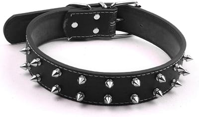 Stijlvolle Spiked Halsband voor Grote Honden in Punkstijl van Huidvriendelijk PU-leer (ZWART)