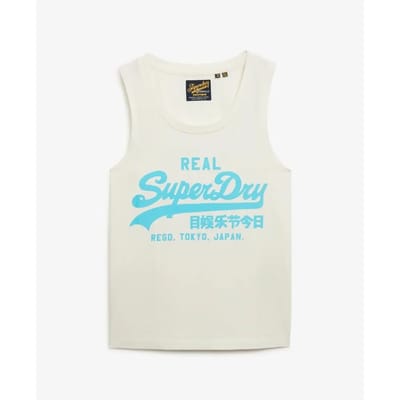 Superdry - Vintage Logo neon tanktop met laag uitgesneden ronde hals - Dames - Vesten