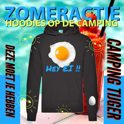 Hoodie camping - Grappige Hoodie Hey ei - Hoodie Zwart - Maat S