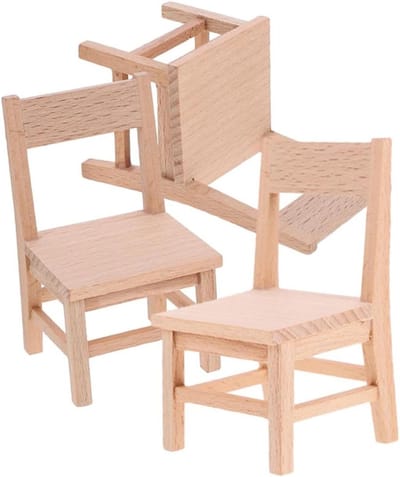 3 Stuks Delige Mini Poppenstoelen Stevig Compact Passend Bij Dollhouse Meubels voor Woonkamer Slaapkamer Eetkamer Realistische Duurzaam Miniatuurmeubels
