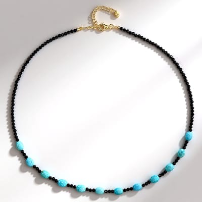 Turkoois-Spinel Verguld Zilveren Ketting