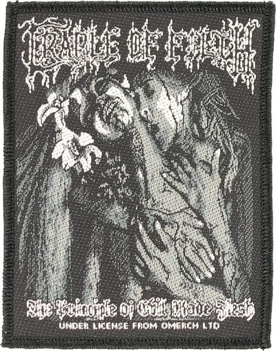 Cradle Of Filth Principle of Evil Made Flesh Logo Standard Woven Patch Embleem Zwart/Wit