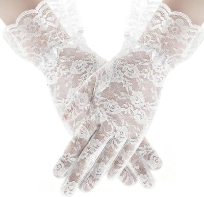 Elegante Korte Kanten Handschoenen voor Dames, Ellebooglange Opera Handschoenen voor Bruiloft, Vintage Feest en Danskostuums