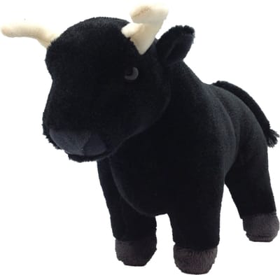 Wild Republic Spaanse stier - pluche - zwart - 20 cm - knuffeldieren - vechtstieren