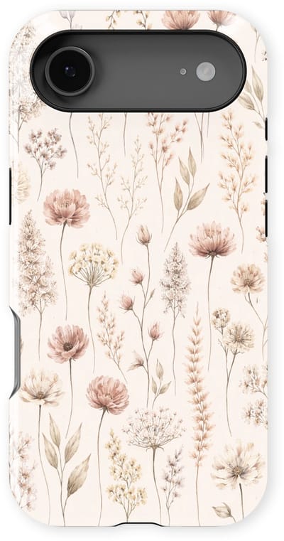 Bloemen Design Hoesje geschikt voor iPhone 17 Air | Flower Print Tough Case met Mag | Shockproof | Bloemen Motief Backcover geschikt voor iPhone 17 Air Beige Bloom