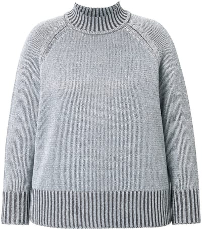 Angel of Style - Dames - Trui Straight Fit glittereffect op de voorkant - Zilver - Maat 42+