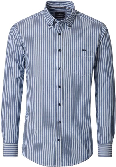 CASA MODA Sport casual fit overhemd - Oxford - lichtblauw gestreept - Strijkvriendelijk - Boordmaat: 41 - 42