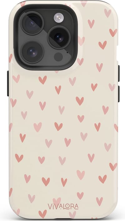 VivaLora Tough Telefoonhoesje iPhone 13 Pro met MagSafe - Hartjes Print - Love Confetti - 2-in-1 Phone Case - Hard Case & Siliconen Backcover - Extra Bescherming - Shockproof Cover - Roze