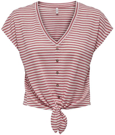Only Cannes T-shirt Met Korte Mouwen En V-hals Roze M Vrouw