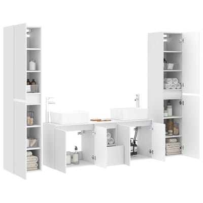 vidaXL - Badkamermeubel - Set - 5 - st - Wit - 33 - x - 34,5 - x - 160 - cm - Bewerkt - hout