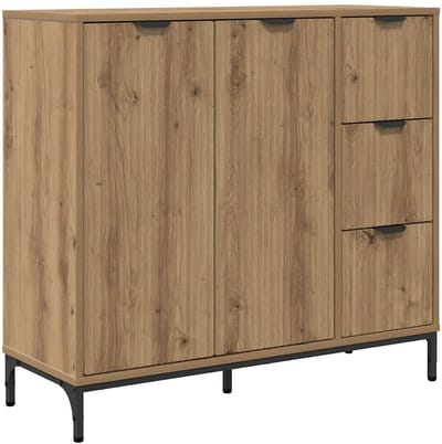 vidaXL - Dressoir - met - lade - Artisan - Eiken - 89,5 - x - 33 - x - 82 - cm - Bewerkt - hout