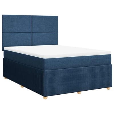 vidaXL - Boxspring - met - matras - stof - blauw - 140x200 - cm