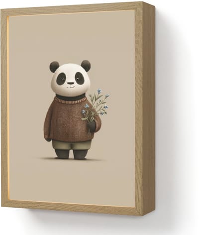 Nachtlampje 30x40 cm - Kinder lamp - Panda - Blauwe bloemen - Zachtheid - Tafellamp kinderkamer draadloos - Slaapkamer lampje - Bedlamp kinderen - Kinderlampje - Wandlamp babykamer - Nachtlampjes