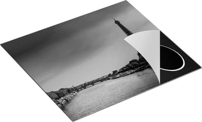 Chefcare Inductie Beschermer Eiffeltoren in Parijs tijdens Zonsopgang - Zwart Wit - 60x50 cm - Afdekplaat Inductie - Kookplaat Beschermer - Inductie Mat