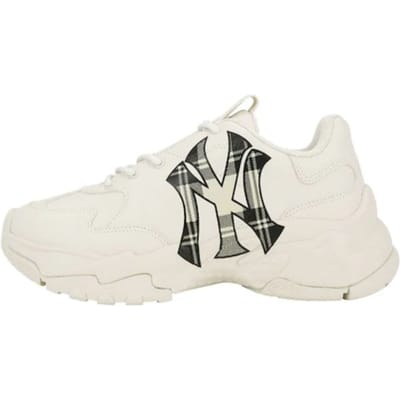 MLB Big Ball Chunky New York Yankees Rétro Durable Léger Augmentation de la Hauteur Basse Baskets Papa Unisexes Beige 32SHCC011-50I 45 gray