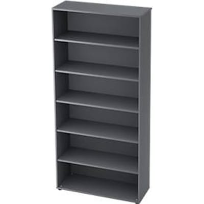 TOPAS LINE boekenkast, spaanplaat, 6 OH, 5 legborden, B 1000 x D 400 x H 2156 mm, grafiet
