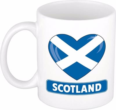 Hartjes vlag Schotland koffiemok - drink beker - white - 300 ml - Scotland - Supporters - cadeau - landen - feestartikelen