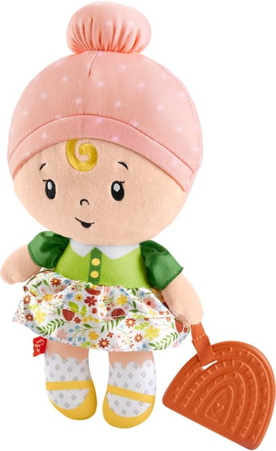 Mattel babypop Fisher-Price knuffelpop met bijtring en geluid.