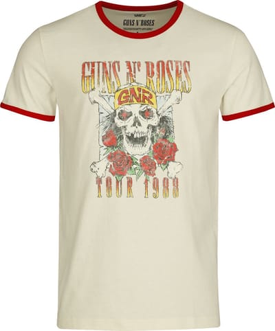 Guns N' Roses Tour 1988 - Ringer Shirt Heren T-shirt - gebroken wit - L