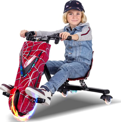 Play-on - Elektrische Drift Trike - Spider Rood - incl. Bluetooth speakers, LED-Verlichting - 15/20KM/H - DriftTrike -