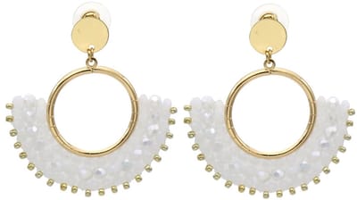 Oorbellen met glaskralen – wit – 5x4,5 cm