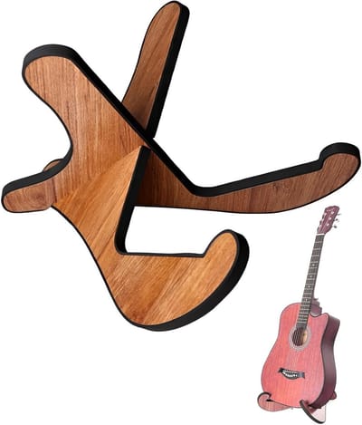 Houten Gitaarstandaard, Opvouwbare X-vormige Houder, Universele Antislip Stand met Zachte Leren Randen voor Akoestische en Elektrische Gitaren