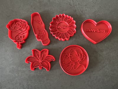 Moederdag koekvormpjes met stempel en tekst - Set 6 Stuks – Cookie cutters – Uitsteekvormen - Bakken - Voor koekjes & fondant - Persoonlijk moederdagcadeau