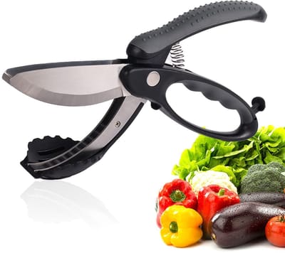 Allecto - Salade Schaar - Keuken Snijgereedschap - Ergonomisch Design - Zwart - Multifunctionele Keuken Schaar - Ideaal voor Salades - Stalen Scharen