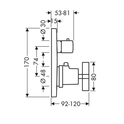 Axor Citterio - Thermostatische inbouwkraan met afsluitventiel, chroom 39705000