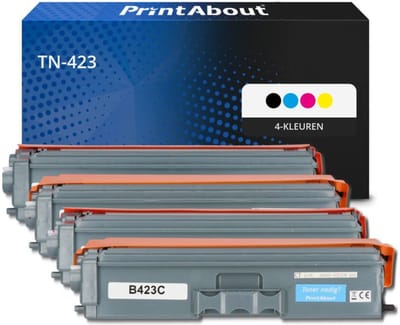 PrintAbout huismerk Toner TN-423 4-kleuren Multipack Hoge capaciteit geschikt voor Brother