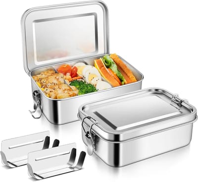 RVS Vershoudbakjes 1400 ml - Lunchbox voor Meal Prep - Bento Box - Roestvrijstalen Broodtrommel - Lekvrij & Vaatwasserbestendig - XL