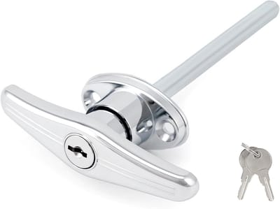 Universeel Garagedeurslot met T-handgreepslot en Sleutels - Zilverkleurig Gepoeerdercoat