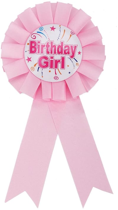 Verjaardagsspeld Roze - Feestkleding - Decoratie - Cadeau - Polyester - 16x8x1,9 cm