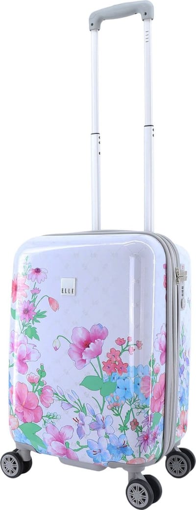 ELLE Harde Handbagage Koffer |Trolley | Reiskoffer 55x35x25 cm ? Bouquet - Wit - Wit / Small