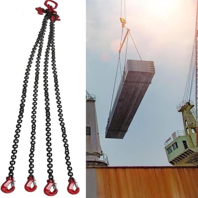 Hijsketting met haak - Vierpoots ketting - Zware objecten verplaatsen - Hoge laadcapaciteit - 300 cm - Zwart