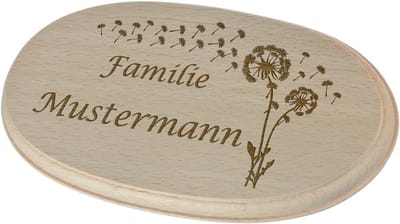 Houten Deurbord - Naambordje Huis - Persoonlijke Gravure - Onbehandeld Beukenhout - 17.7 x 9.9 cm - Natuurlijk Hout