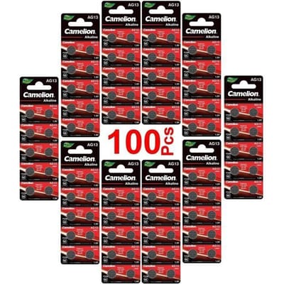 LOT en Pakket 100 Knoopcelbatterijen alkaline AG13 LR44-LR1154-1166A-A76-357-303Horlogescalculatricescamera'spointers zonder Kwik 555