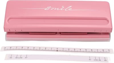 Papierperforator 6-gaats - Verstelbare ponsmachine - Briefpapier inbinden - Verstelbare gatafstand - 6 vellen capaciteit - Roze