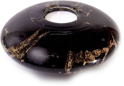 Loranto - Urnen - Waxinelicht - Disc - Zwart bladgoud - Handgemaakt