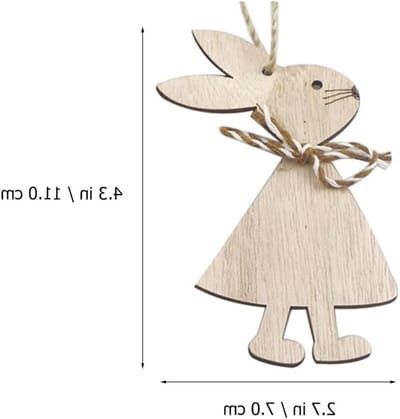 Easter Crafts Houten Ornamenten - 16 Stuks Konijn Houten Hangdecoraties voor Paasfeest, Versieringen en Cadeaus
