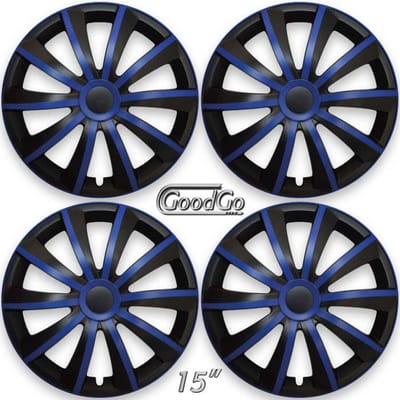 GoodGo Wieldoppen set SENSHI-BBS 15 inch in blauw/zwart. Set a 4 stuks (CONTROLEER UW BANDENMAAT en lees a.u.b. de onderstaande, uitgebreide tekst!)