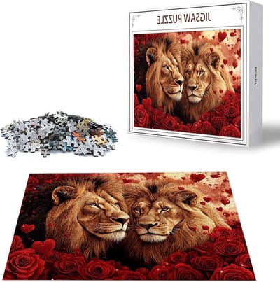 Legpuzzel Leeuw - Puzzel 4000 stukjes - Hersenen stimuleren - Letters op de rug - 141x87 cm - Roze