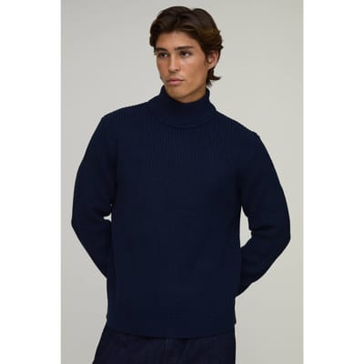 Geribbelde Gebreide Trui Met Col En Regular Fit | Navy | Size XS