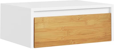 SoBuy Zwevend Nachtkastje - Wit - Met LED-verlichting - 1 Lade - 29x40x15 cm | FBT174-E-WN