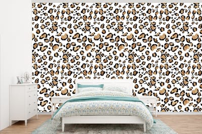 Behang - Fotobehang Panterprint - Bruin - Patronen - Breedte 345 cm x hoogte 220 cm