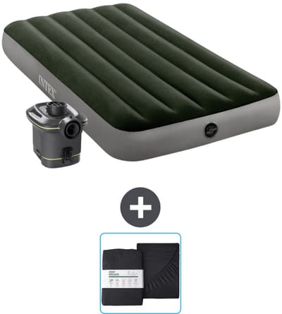 Intex Luchtbed - 1-Persoons - 99 x 191 x 25 cm - Groen - Inclusief pomp en Hoeslaken