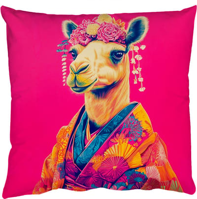 Sierkussens - Kussentjes Woonkamer - 50x50 cm - Kameel - Bloemen - Kimono - Waaiers
