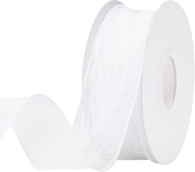 Witte Ribbons met Plooien: 4cm Decoratieve Tape voor Bruiloften, Doop en Communie, Transparante Organza Cadeauband van 9m voor Uitnodigingen en Bloemstukken
