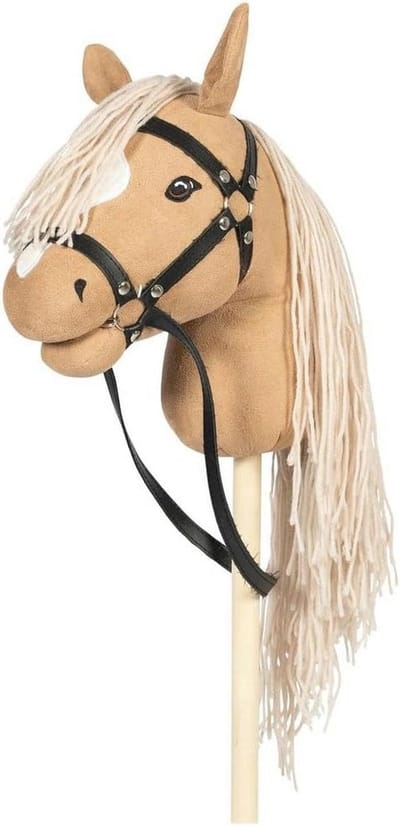 Beige Houten Stokpaard met Paardenhoofd voor Kinderen - 40 cm Stok